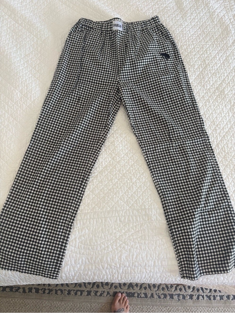 Darlin’ the Brand Gingham Lounge Pants - size large Black & White